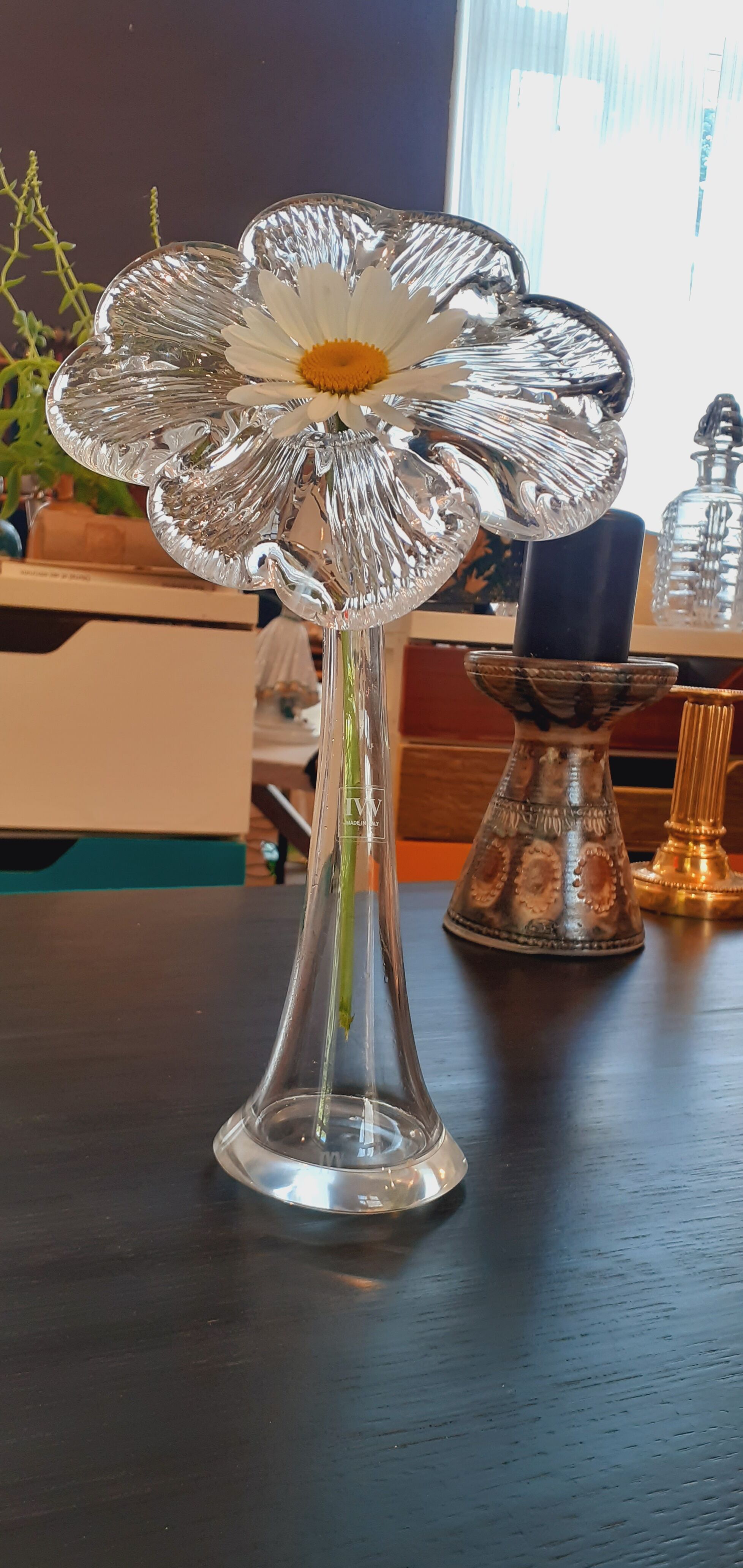 Soliflore vase in blown glass Italian design signed IVV