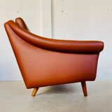 Vintage Danish mid-century Aage Christiansen (Matador) cognac leather sofa 60s