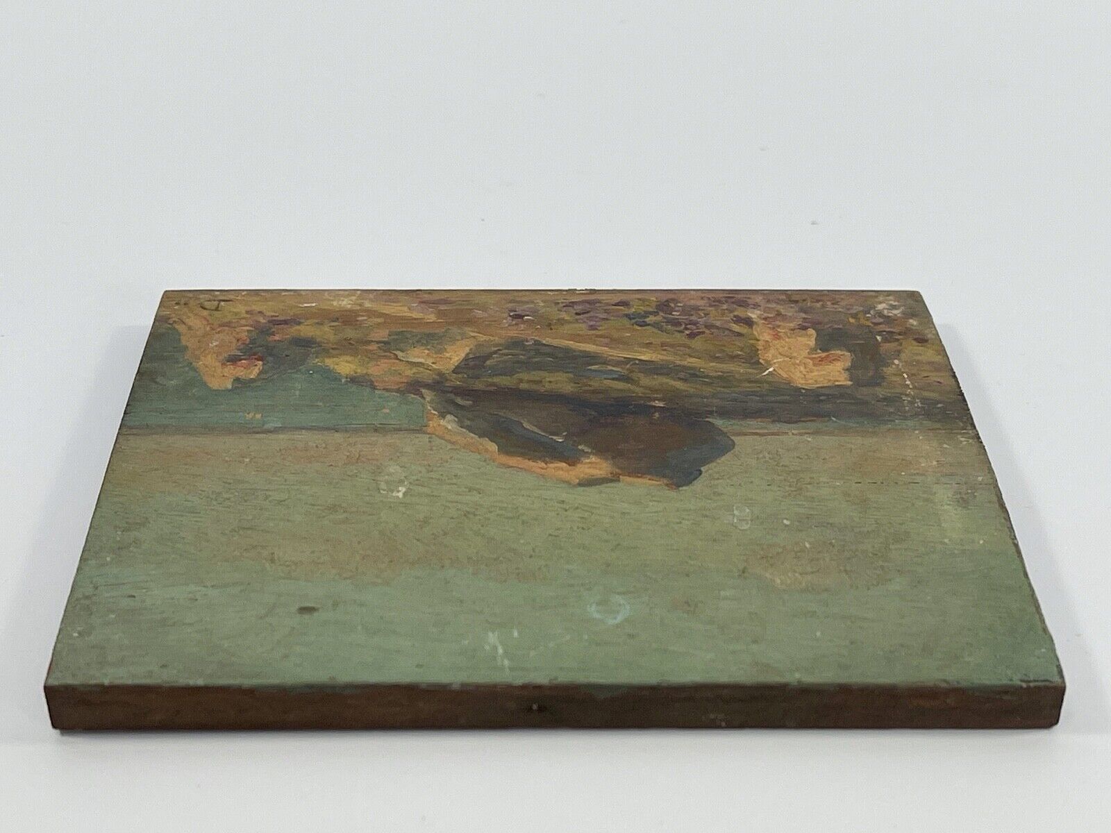 Oil on wood panel marine theme XlXth view of brittany