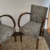pair of Bridge armchairs, leopard fabric