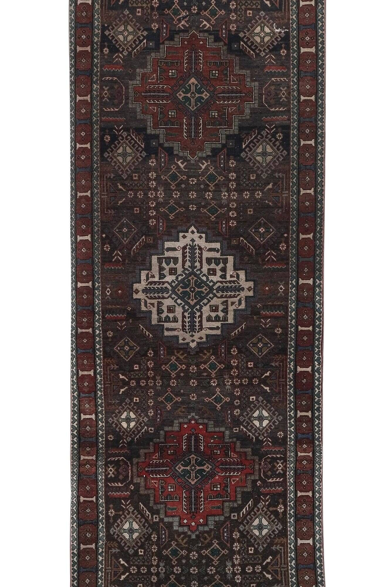 Vintage Turkish hallway rug 112x450 cm