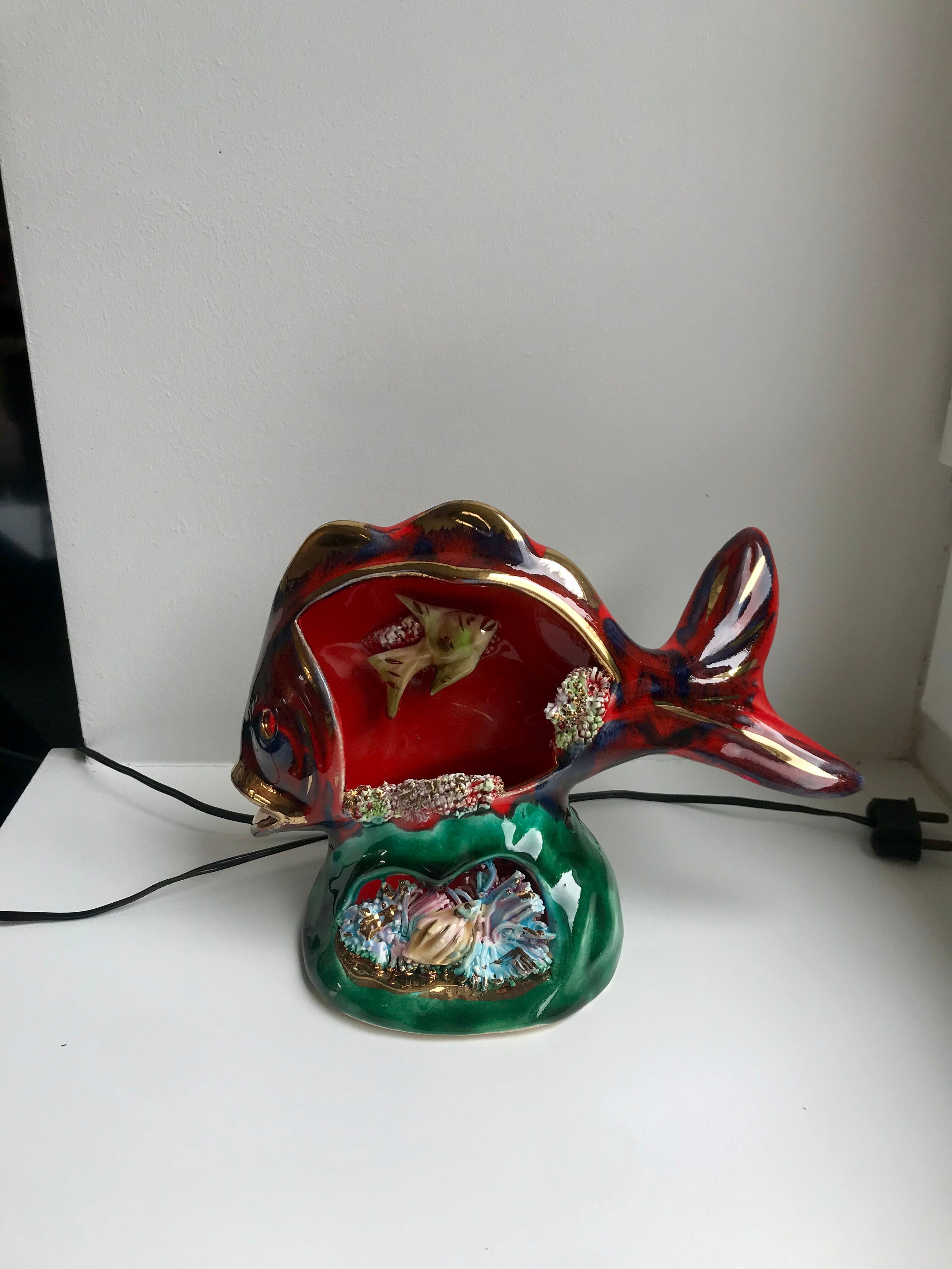 Lampe poisson Vallauris années 70