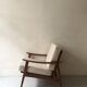 Scandinavian armchair in wood, Pierre Frey fabric, refurbished, Denmark 1950.