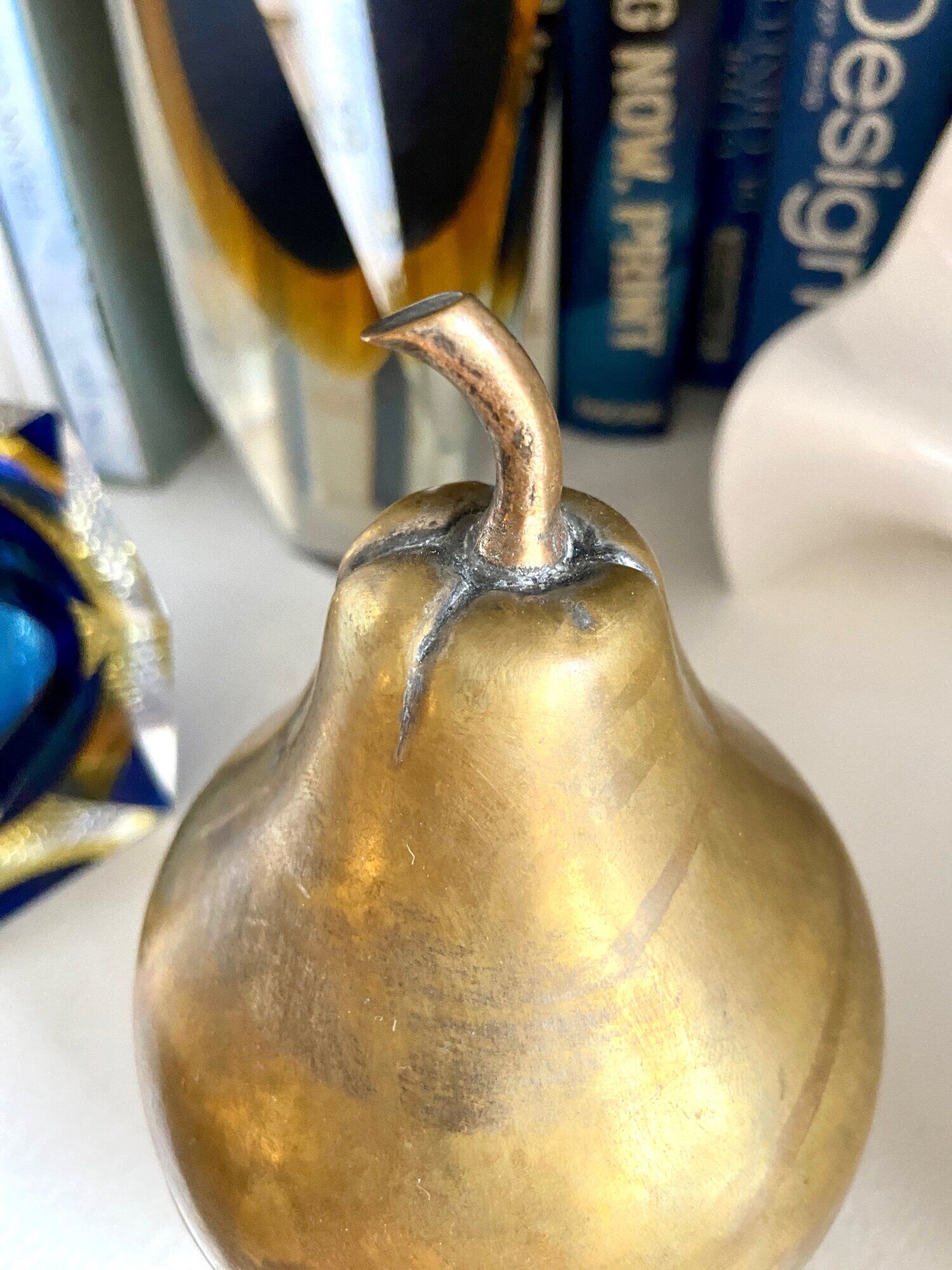 Golden brass pear box