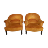 Pair of orange velvet toad armchairs