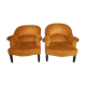 Pair of orange velvet toad armchairs