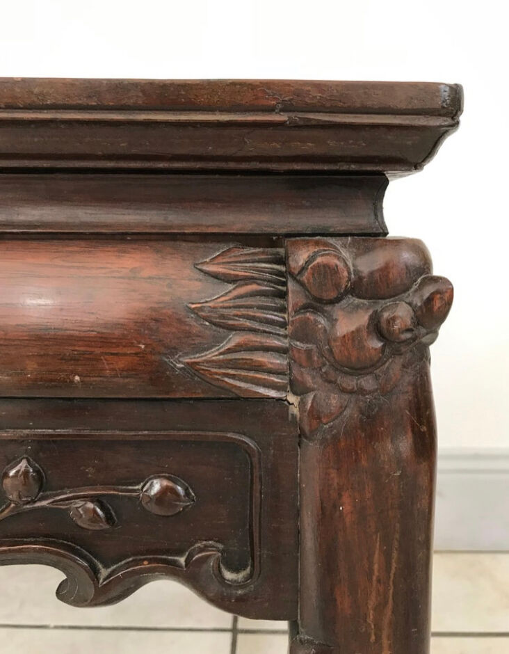 Side table in iron wood and marble from China Circa 1900
