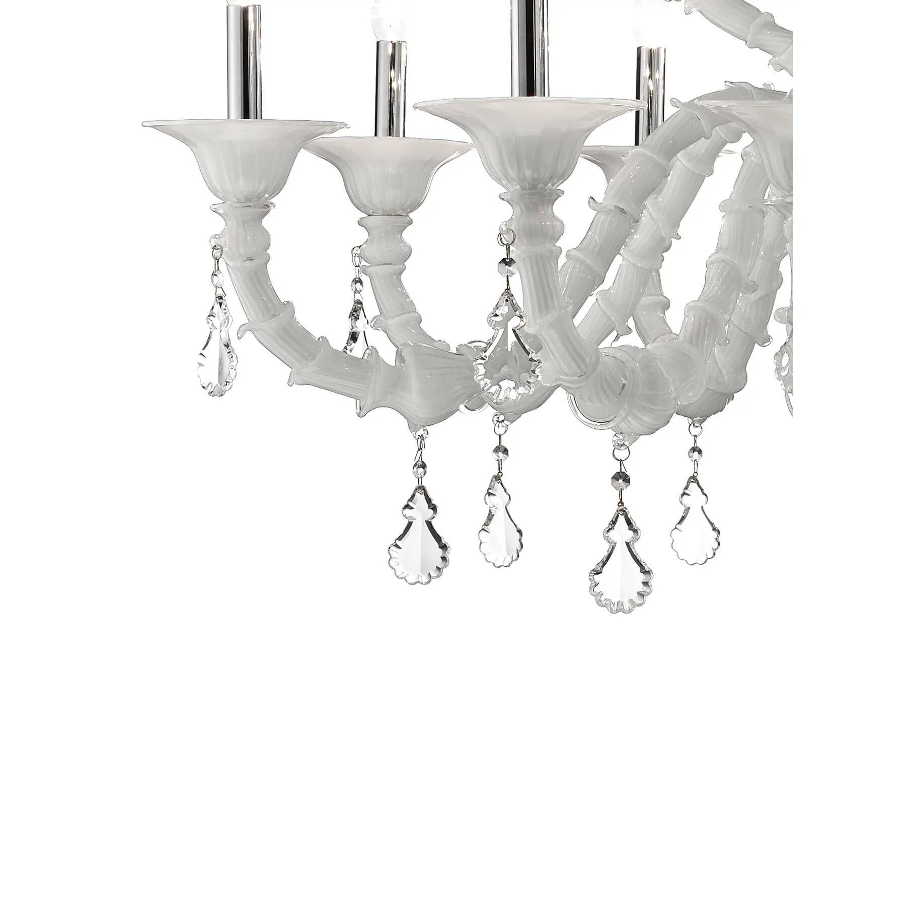 Imperial Venetian Modern White "Ca' Rezzonico" With Curls Murano Glass Chan