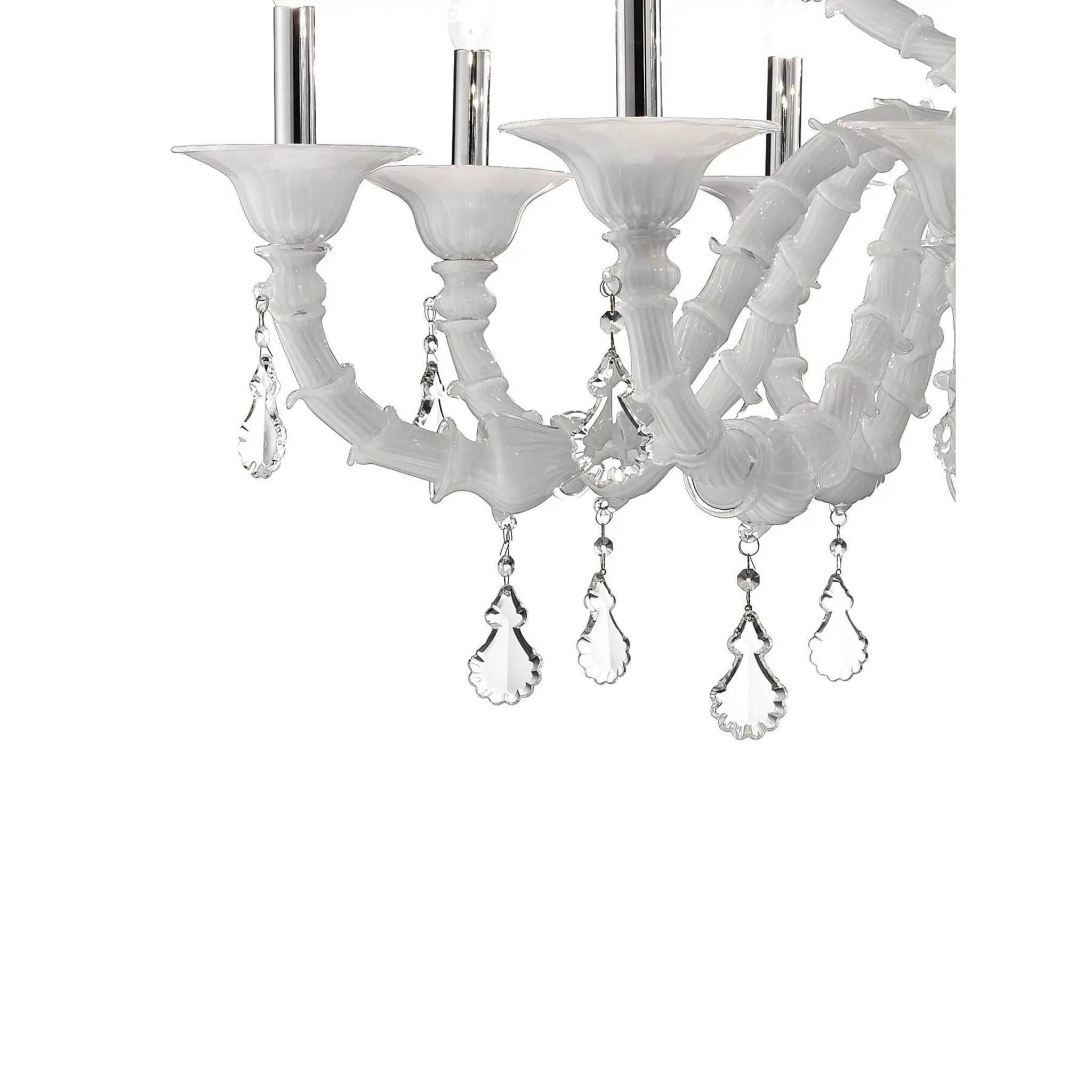 Imperial Venetian Modern White "Ca' Rezzonico" With Curls Murano Glass Chan