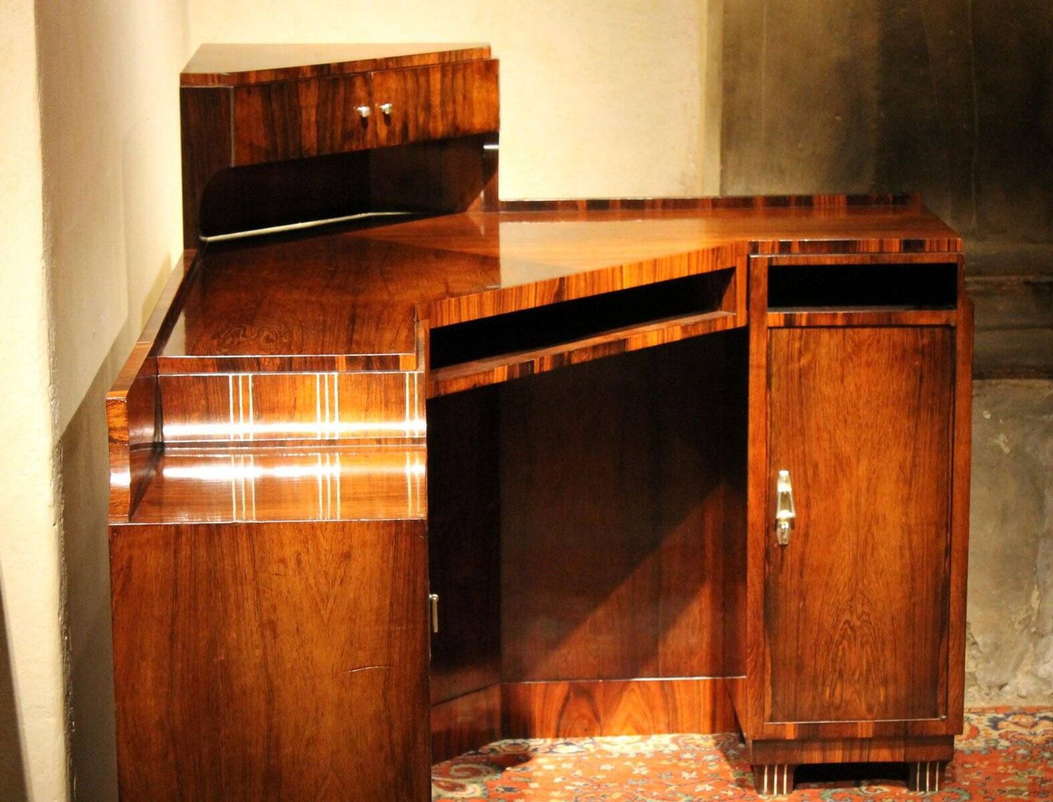 Art Deco Veneer Writing Desk or Vanity Table, 1920s