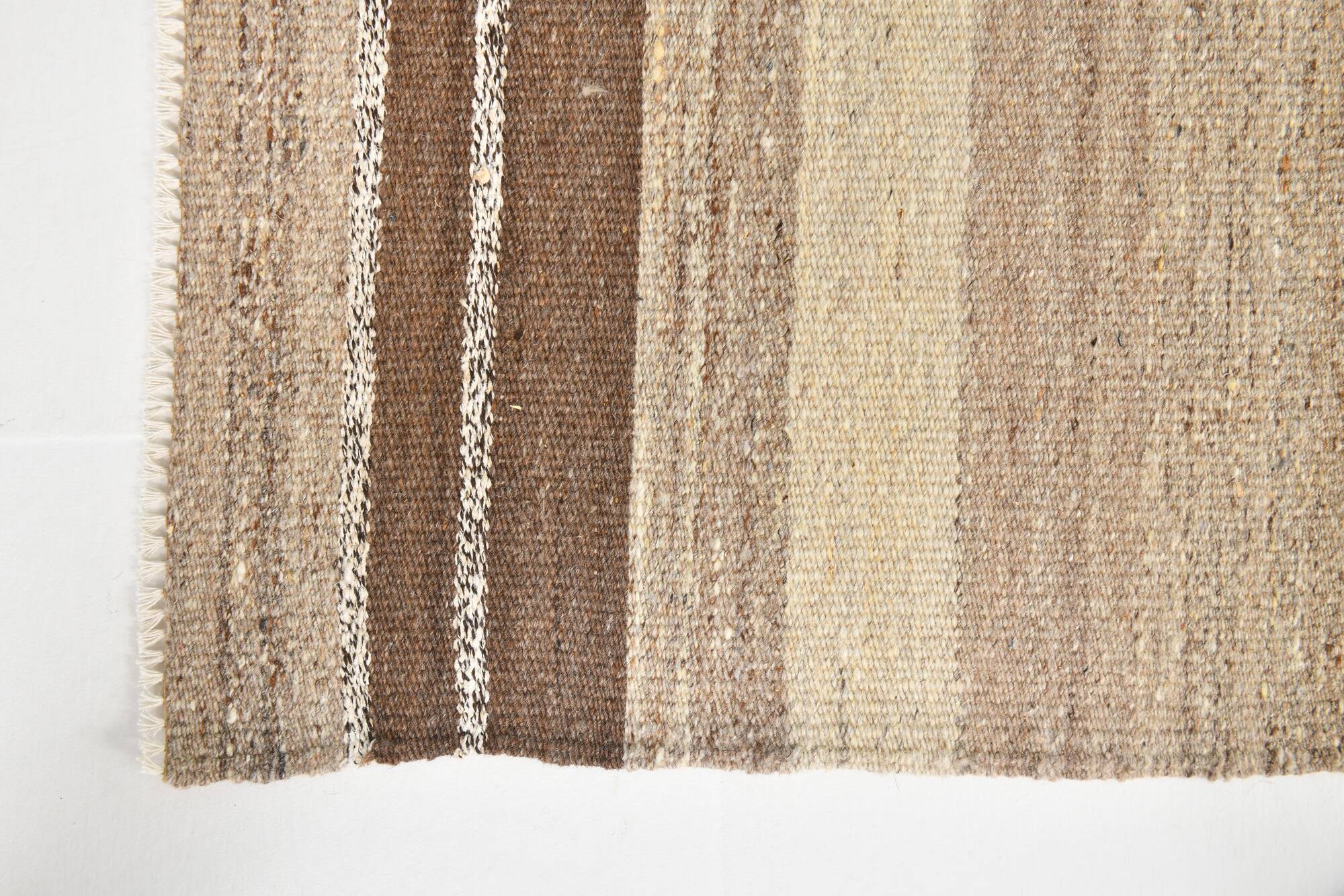 Brown & Beige Striped Large Vintage Kilim Rug, 306x336Cm