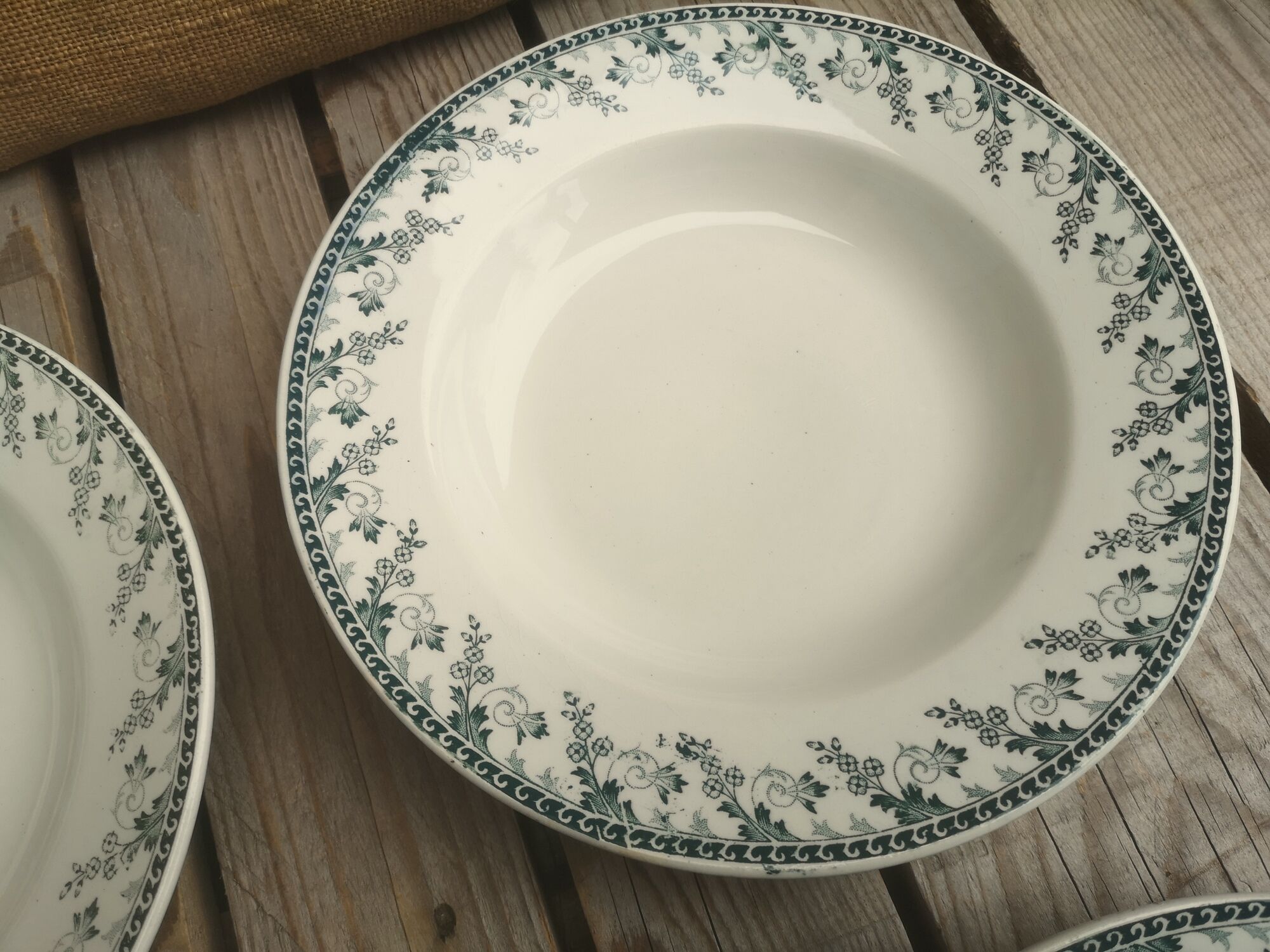 4 Hollow plates Terre de Fer in Opaque Porcelain from Gien Collection Montigny