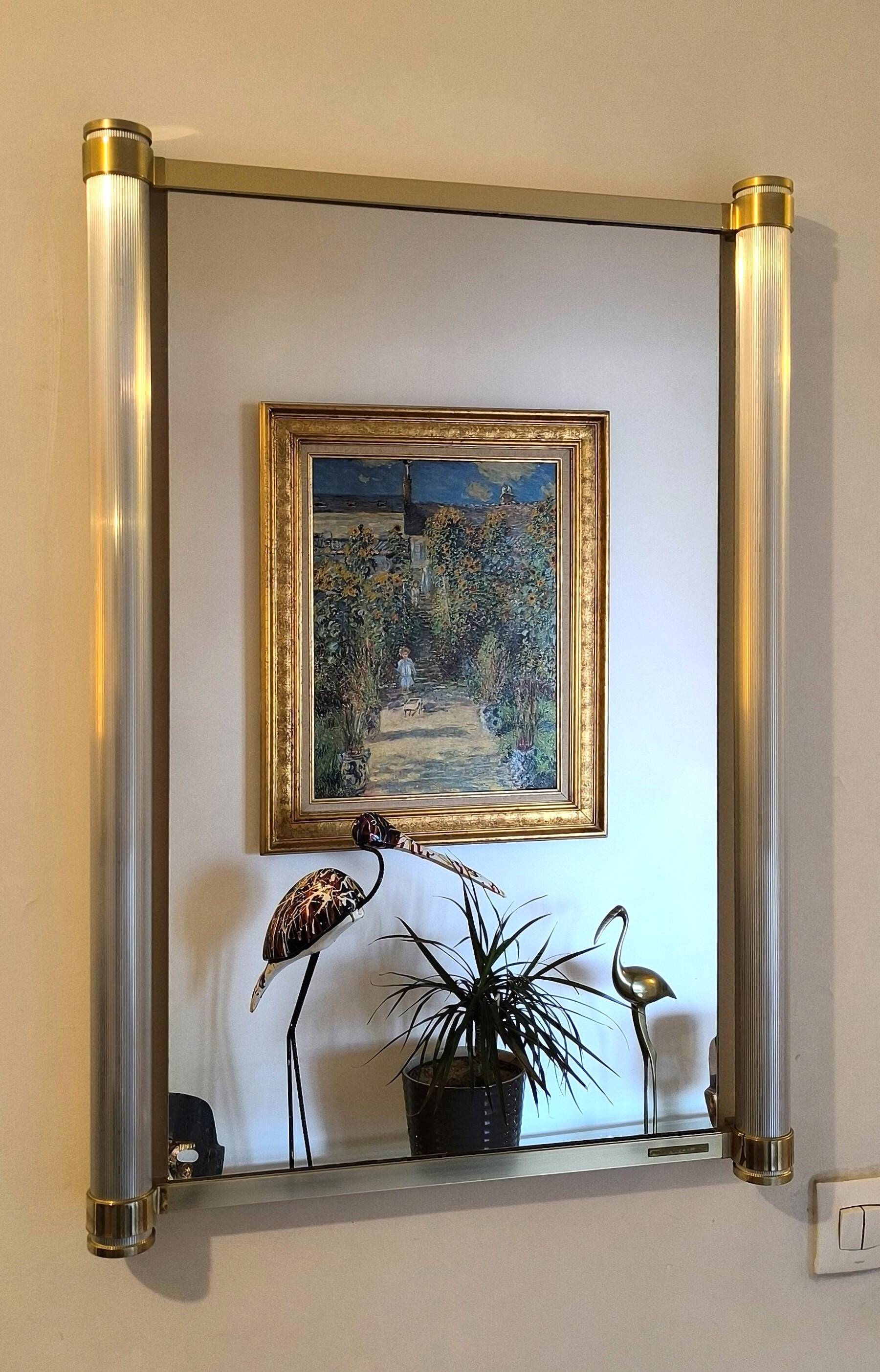 Very beautiful authentic mirror from the 1970s signed Pierre Vandel Paris.