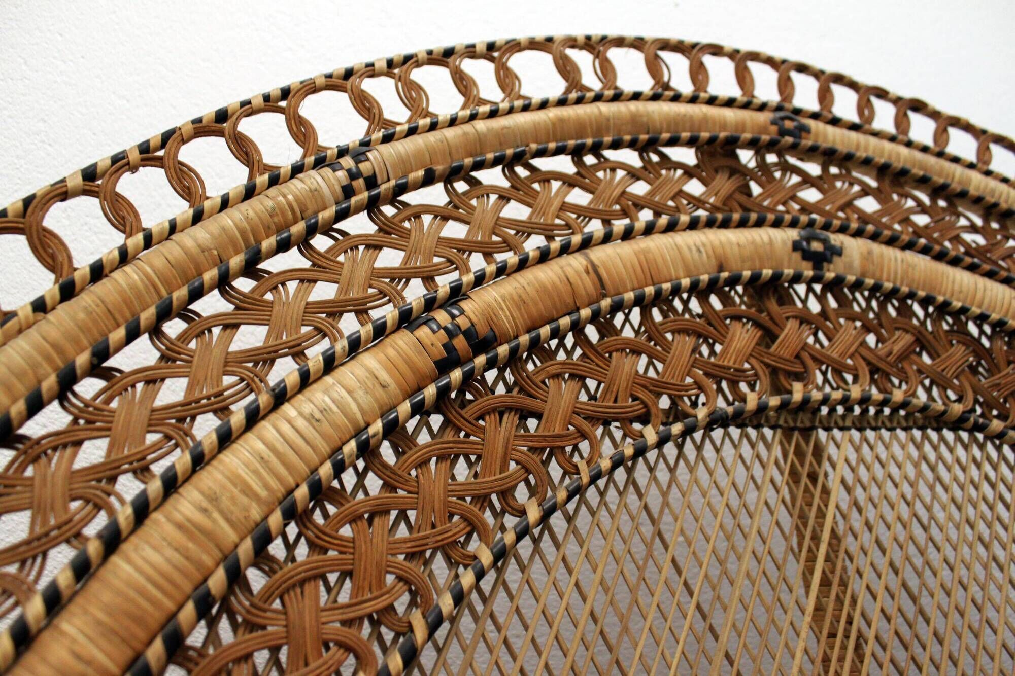 Vintage Emmanuelle de Kok armchair in wicker and bamboo 1970