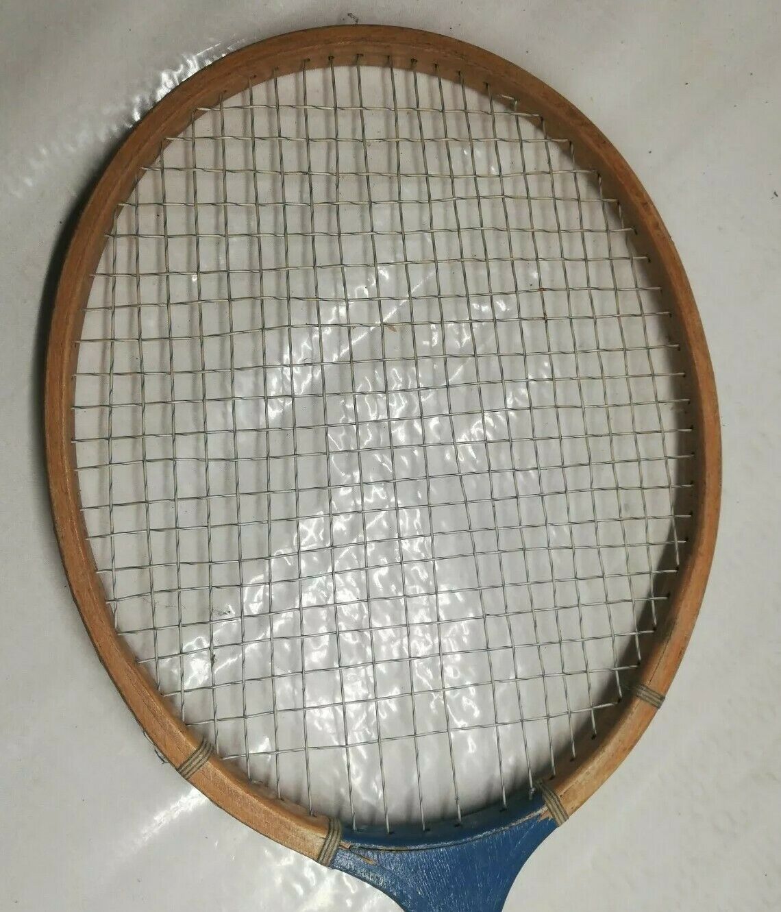 Vintage blue flash wood badminton racket