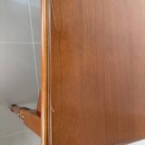 Vintage desk in solid beech stained cherry with glass top