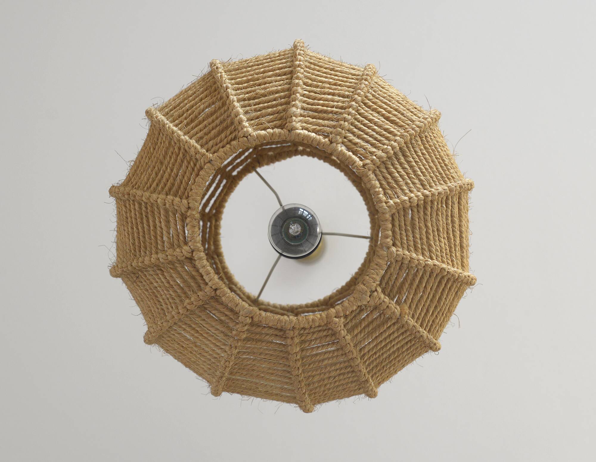 Vintage Rope Pendant Lamp / Handmade Rustic Chandelier/ Hanging Light 1970