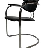 Set of four Effezeta Dining room chairs cantilever chrome 1980s made in Italy