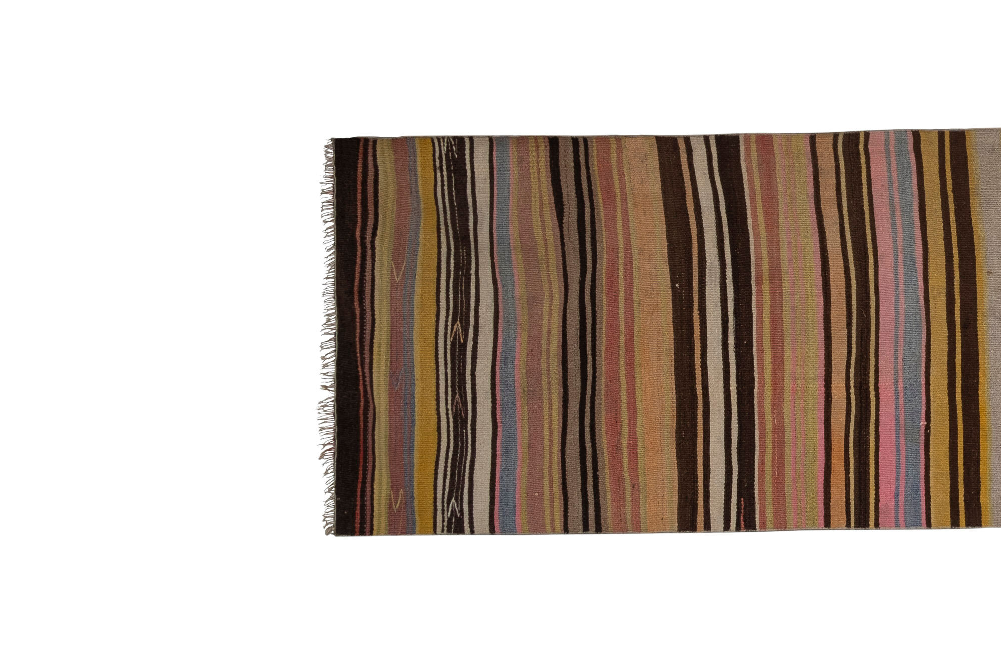 Striped Colorful Vintage Kilim Runner Rug 80 x 363 cm