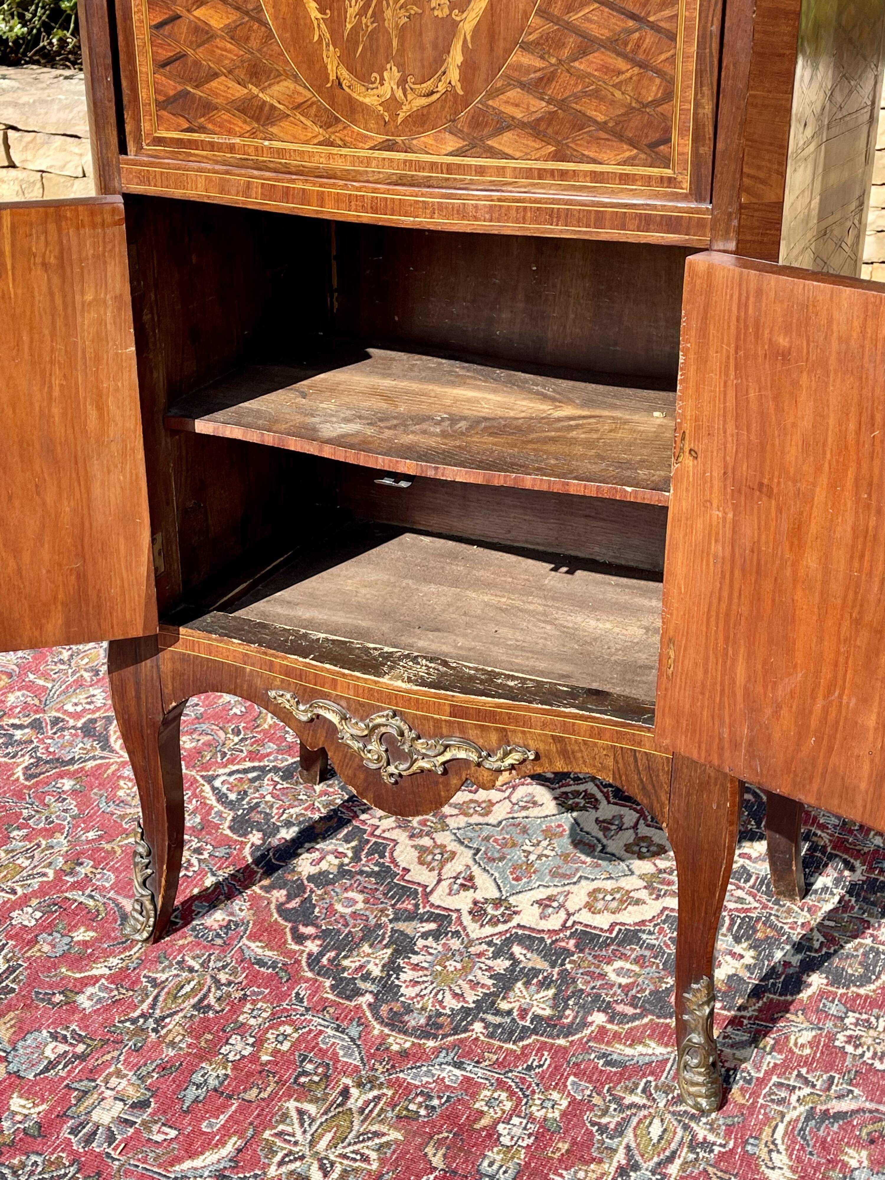 Small secretary in Marquetry of Losanges and Bronze