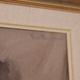 Huile sur toile originale française – « Portrait de femme » par Philippe de Rougemont – vintage et encadrée – 72,5 × 64 cm (28,5" × 25,2")