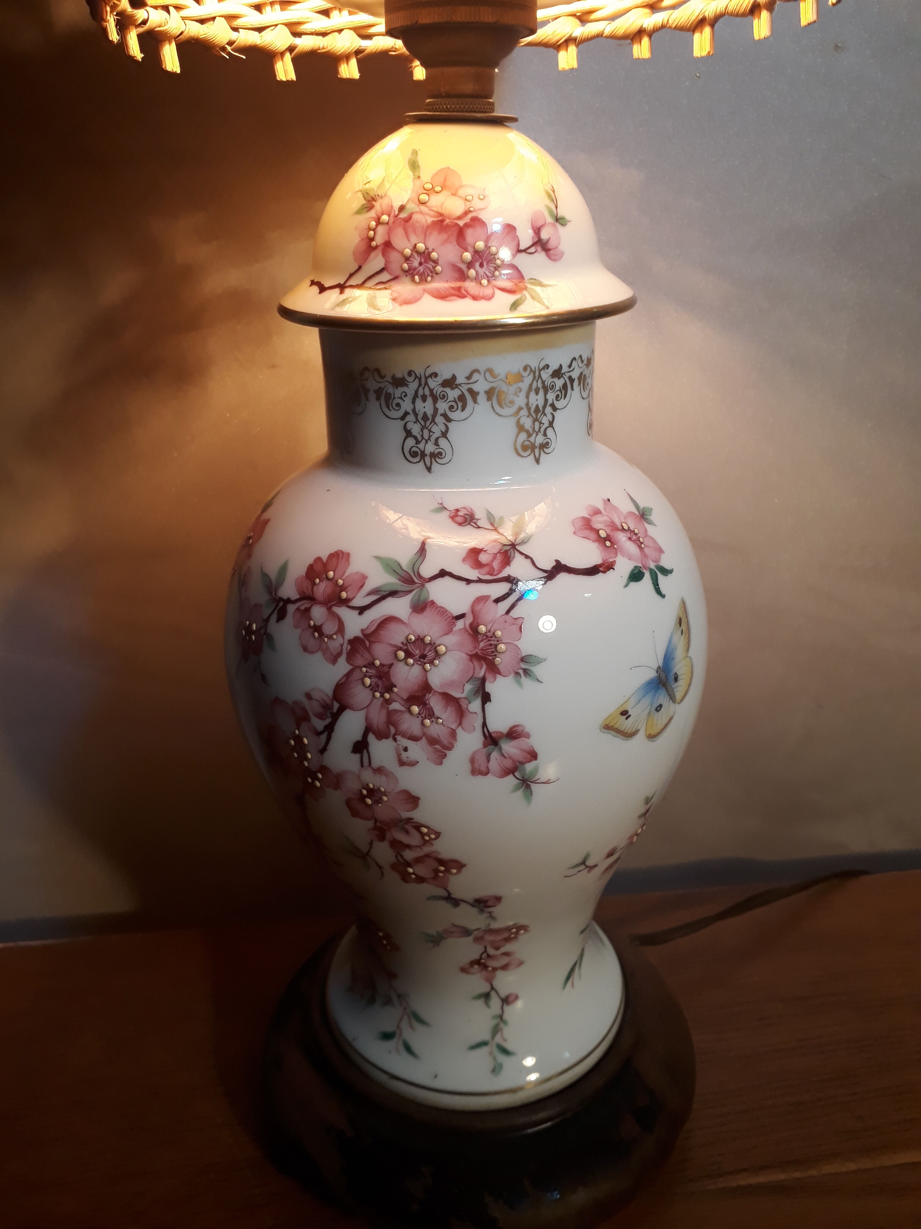 Cherry blossom and butterfly lamp 1950