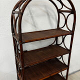 Dark rattan and bamboo bookshelf shelf