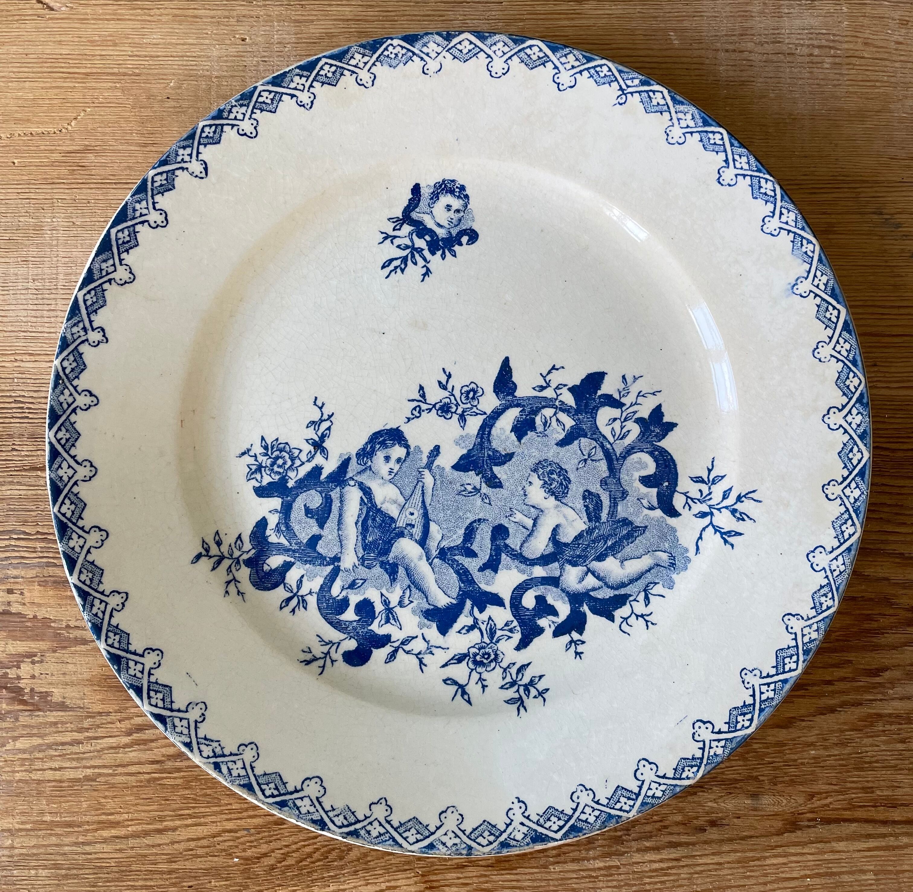 Set of 3 plates terre de fer, collection amours, earthenware of onnaing