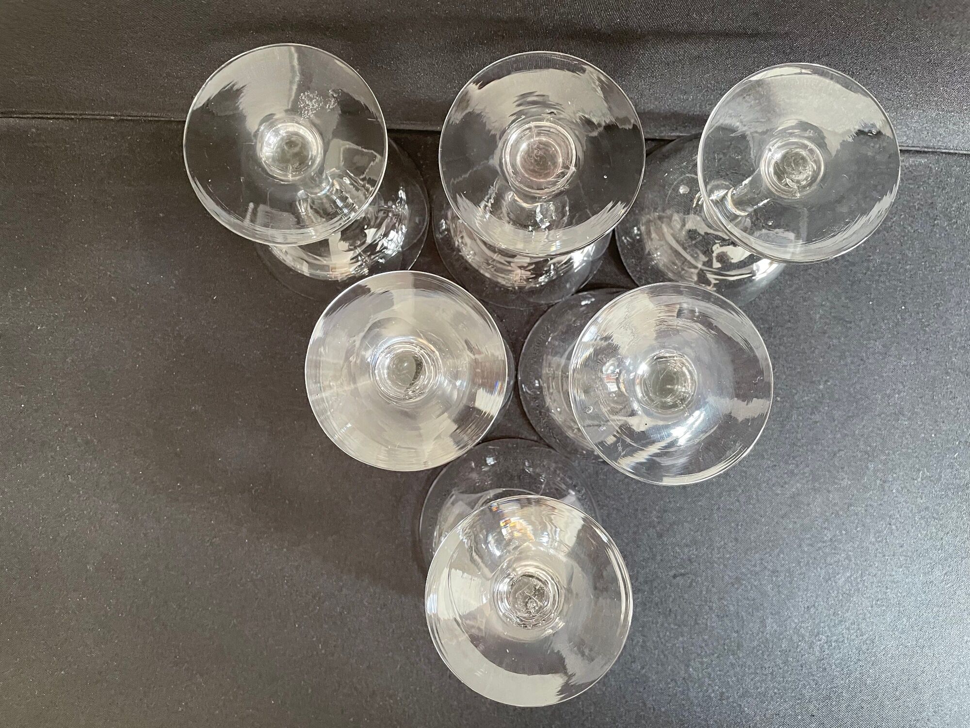 Lot de 6 coupes à champagne, Napoléon III, 1/2 cristal soufflé et taillé