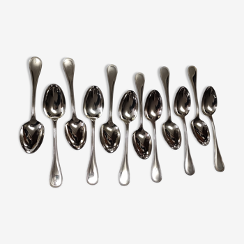 lot de 12 cuillères de table Christofle modèle "perles" en métal argenté des années 60