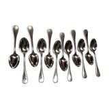 set of 12 table spoons Christofle model "pearls" in silver metal of the 60s