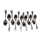 set of 12 table spoons Christofle model "pearls" in silver metal of the 60s