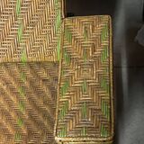 Old long chair rattan wicker garden armchair