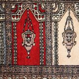 Tapis vintage fait main Bukhara de prière en laine rouge (45cm x 101cm)