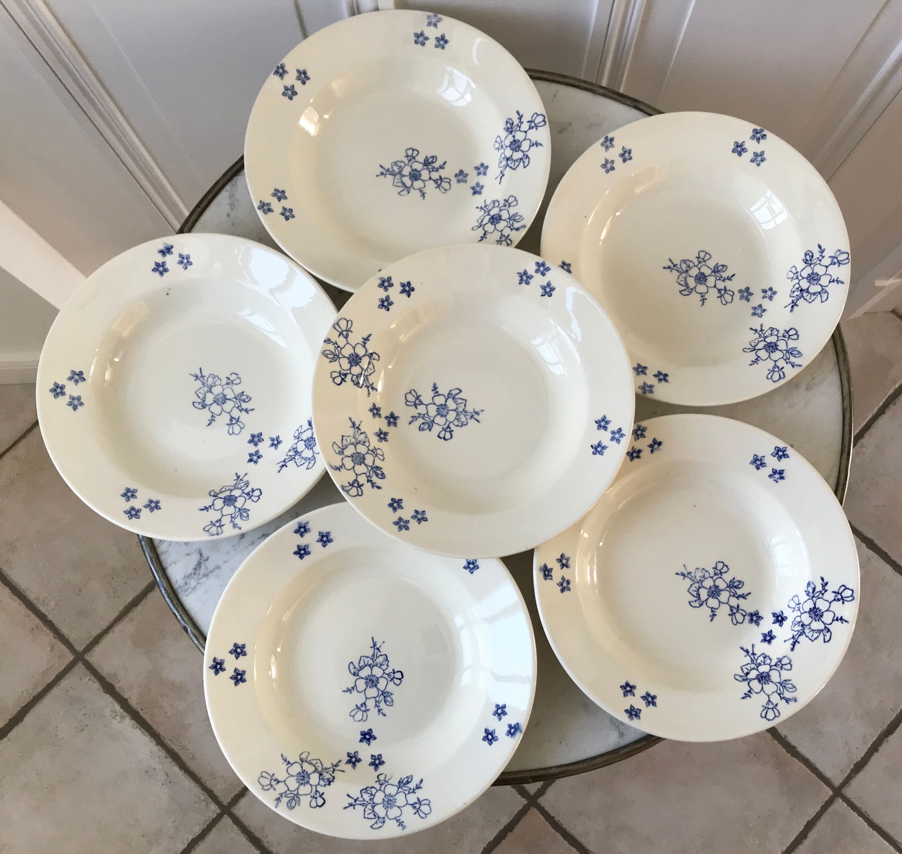 Set of 6 hollow plates Longwy 20s