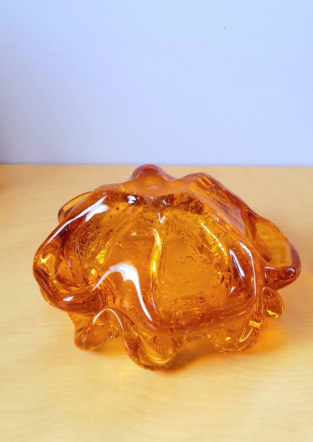 Murano amber glass ashtray 70s