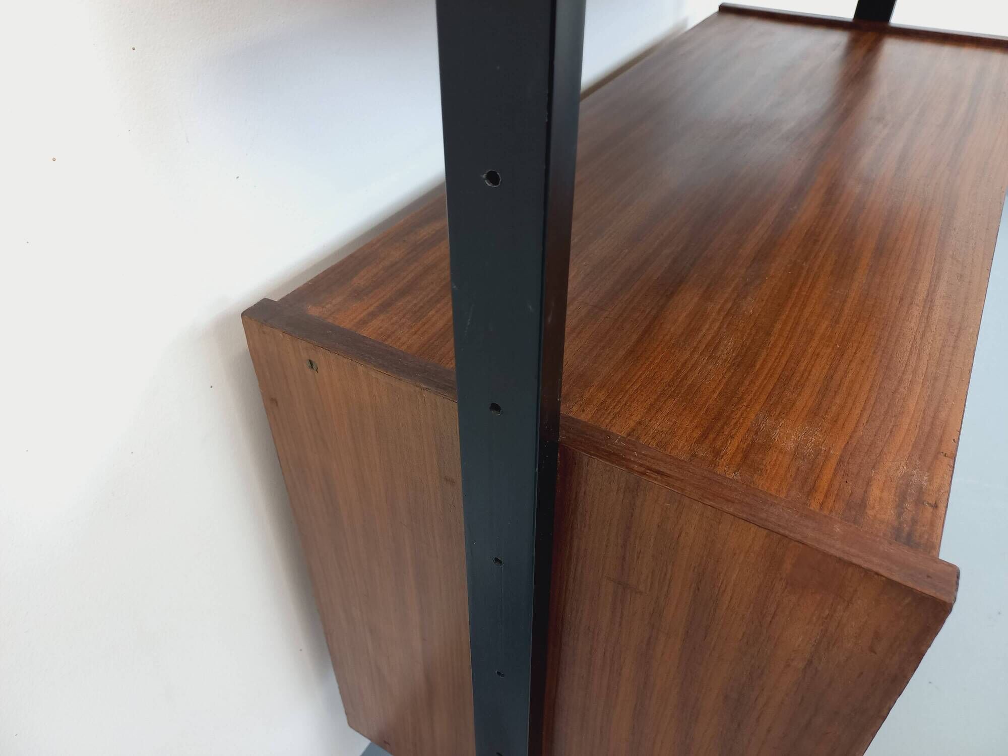 Vintage teak and metal shelf bookcase from the 60s