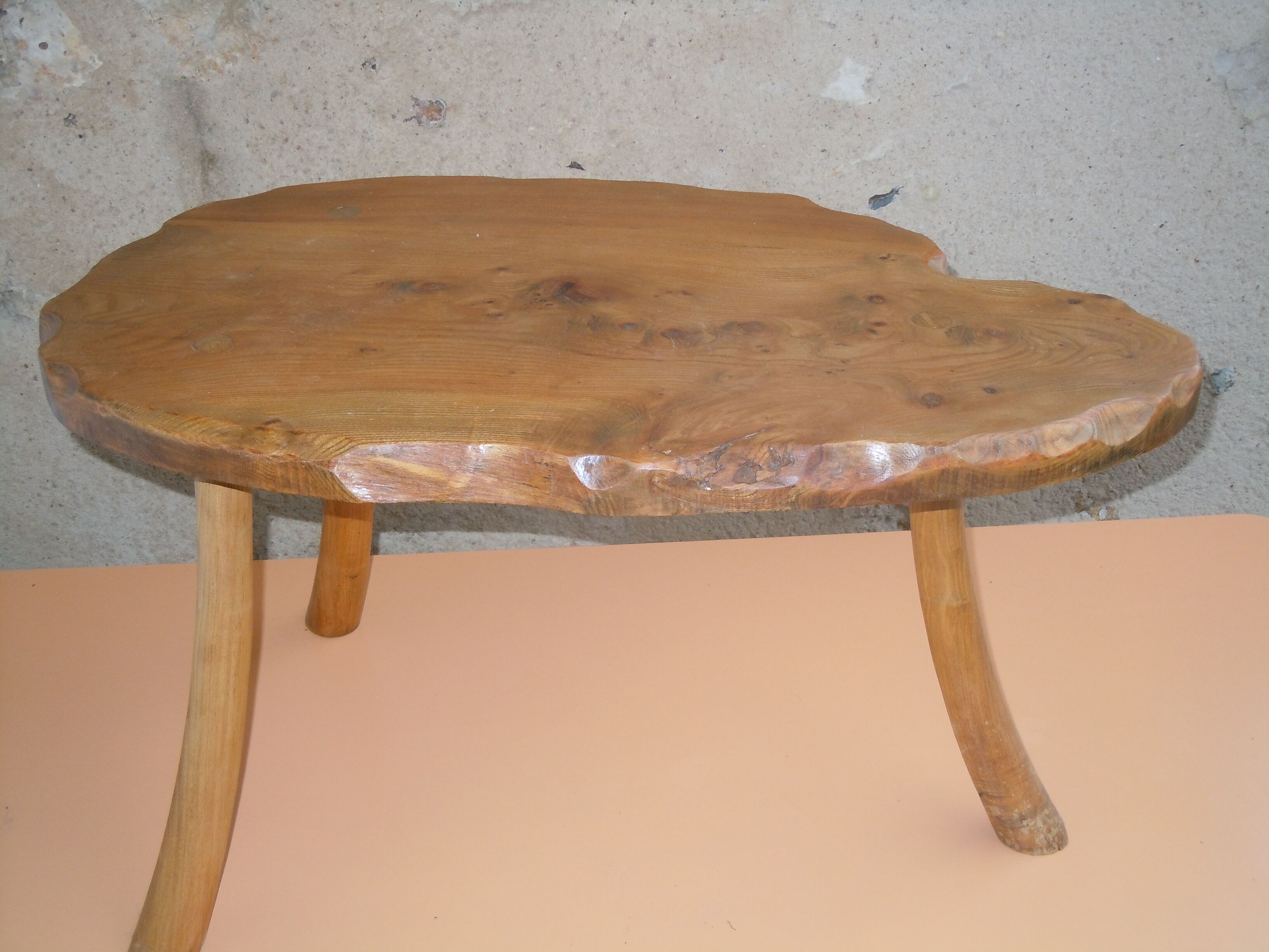 Brutalist coffee table natural wood