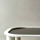 Rectangular coffee table with rounded edges, lacquered metal, brass & smoked mirror, 70s design.