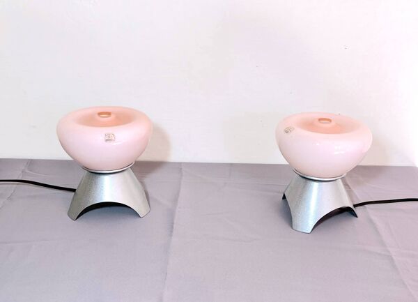 Paire de lampes de chevets en verre de Murano, 1970