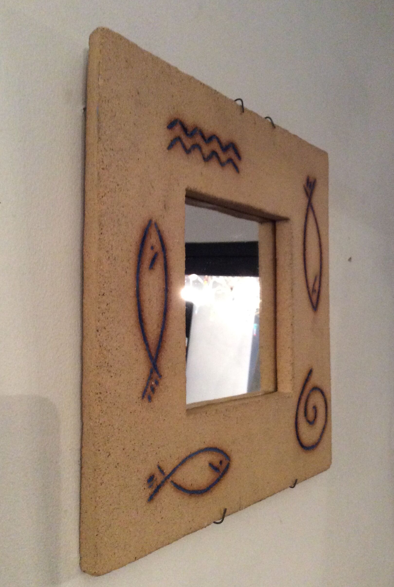 Vintage mirror of the 70s and 80s in concrete signed