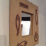 Vintage mirror of the 70s and 80s in concrete signed