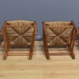 Set of 4 rush-seated chairs in cherry wood – late 19th century