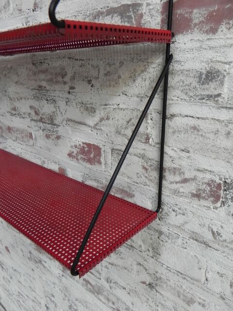 Steel wall rack with 2 shelves by Tjerk Reijenga perforated for Pilastro