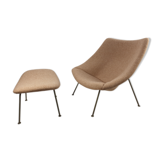 Oyster lounge chair & ottoman Set by Pierre Paulin for Artifort, 1960s
