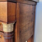 Pair of empire consoles in mahogany and 19th century marble