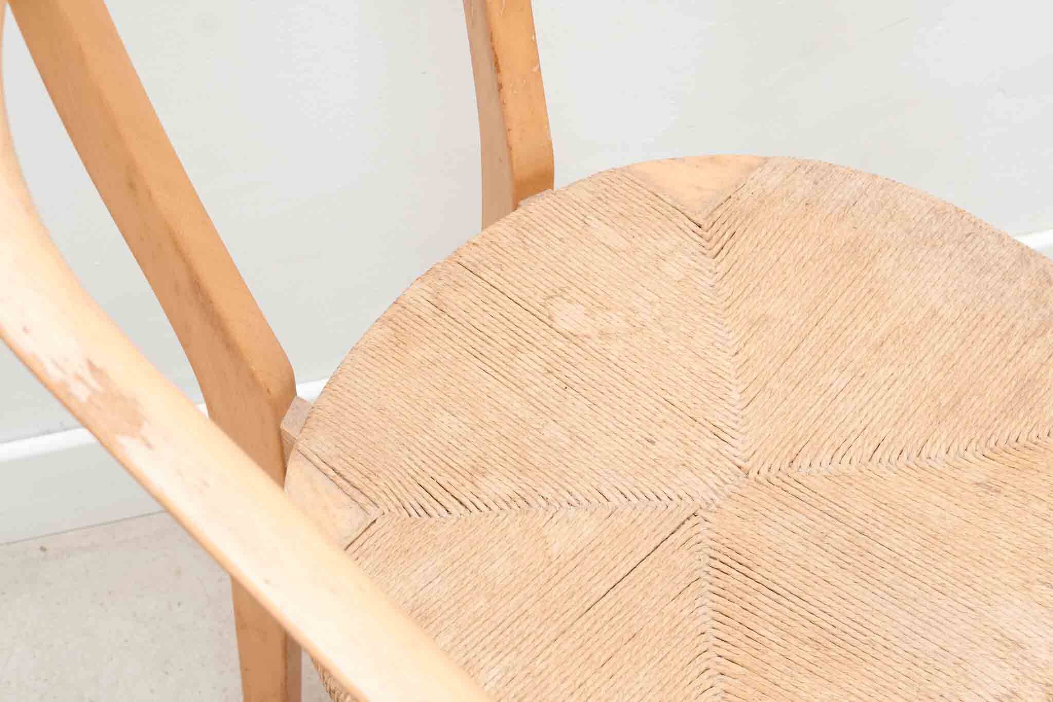 Set of 4 Scandinavian straw chairs