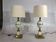 Near Pair of Vintage Enamel Egg Table Lamps - 1970s Hollywood Regency Retro