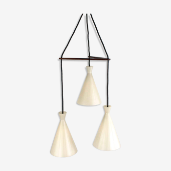 1960s Boomerang Teak Hanging Lamp by Philips Mid Century Vintage