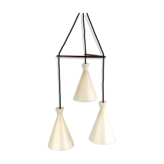 1960s Boomerang Teak Hanging Lamp by Philips Mid Century Vintage